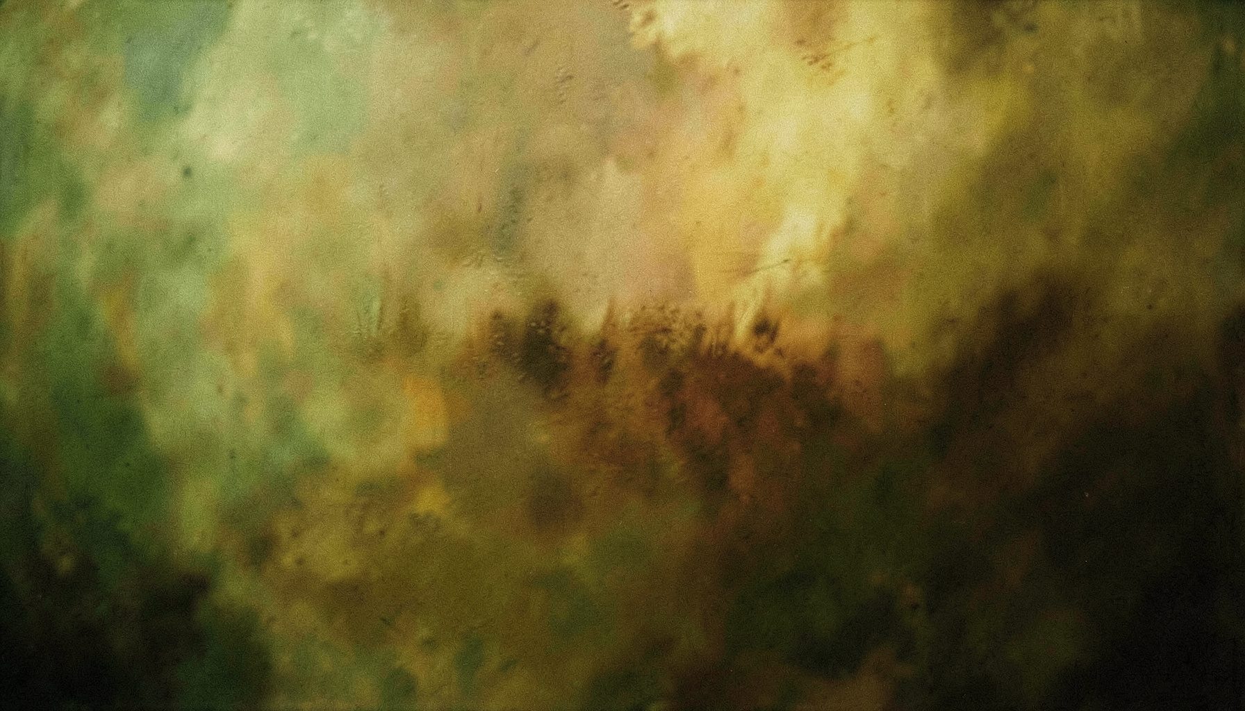 Warm abstract painting with soft golden and amber tones blending into deep brown, evoking a quiet contemplative atmosphere